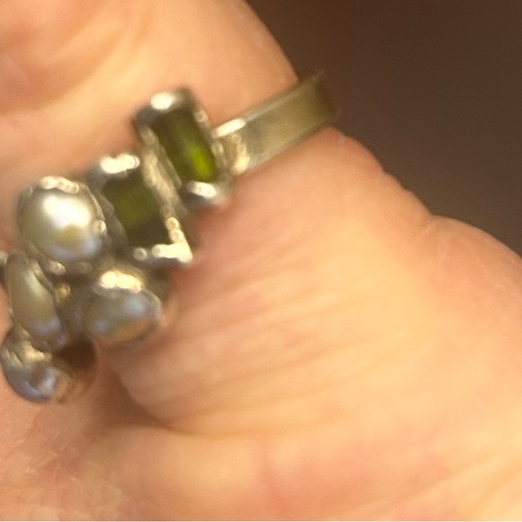 Elegant Silver, Pearl, Tourmaline Ring, Handmade, Hallmarked 999 - Picture 6 of 7